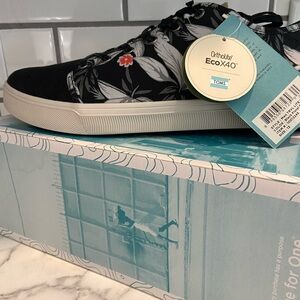 Toms Black and White Floral Sneakers